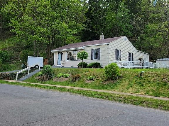 Front w/ fenced side & shed