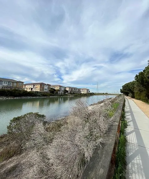 jogging path with water way behind the property