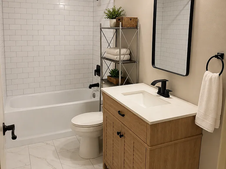 Guest bathroom renovated in 2025.
