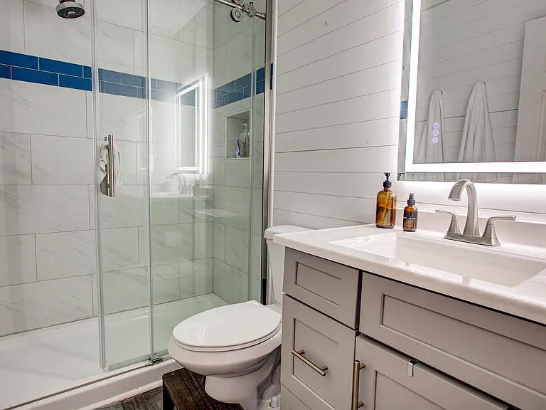 Updated bathroom with walk in shower