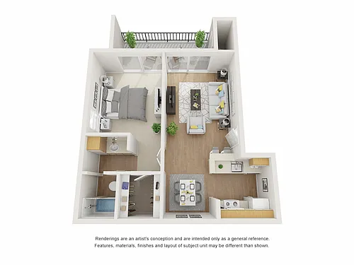 Floor plan 1 Bed 1 Bath C