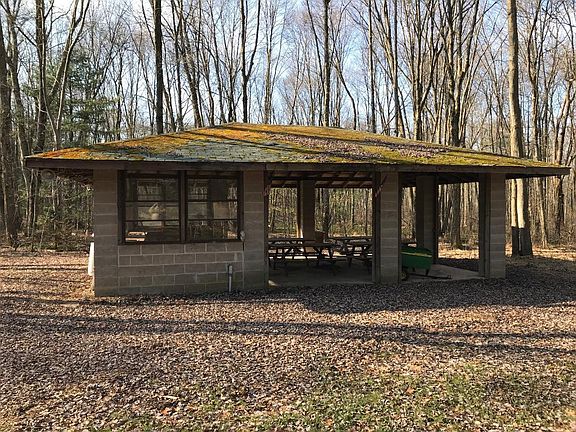 Pavilion with electricity, water and gas stove, four picnic tables. (Fall)