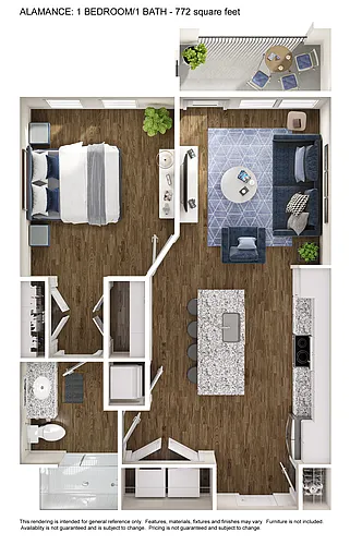 Floor plan 1x1 Alamance A1.1