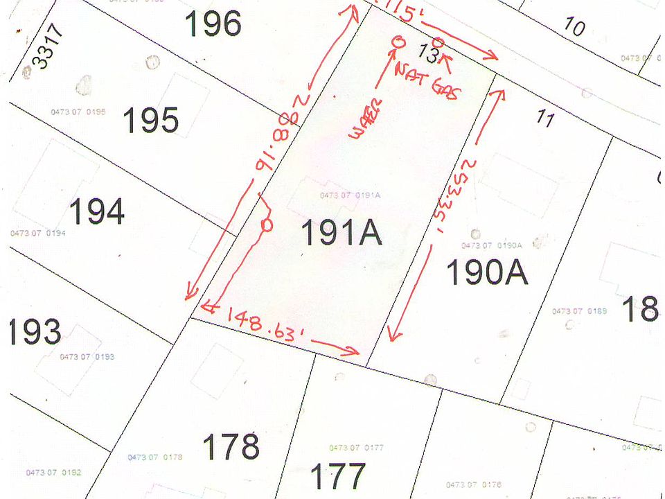 lot dimentions, gas, sewer.