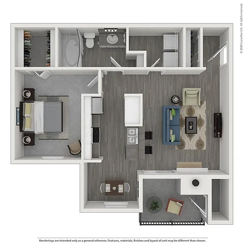 Floor plan Birch - 1x1 Large
