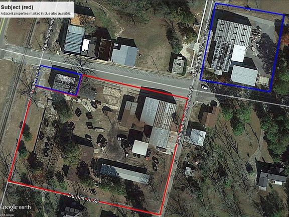 Aerial view of subject property : Subject in red. Areas outlined in blue are also available.