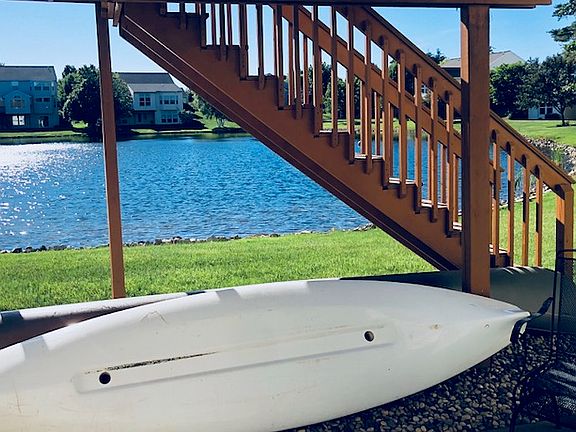 Canoe storage under deck.