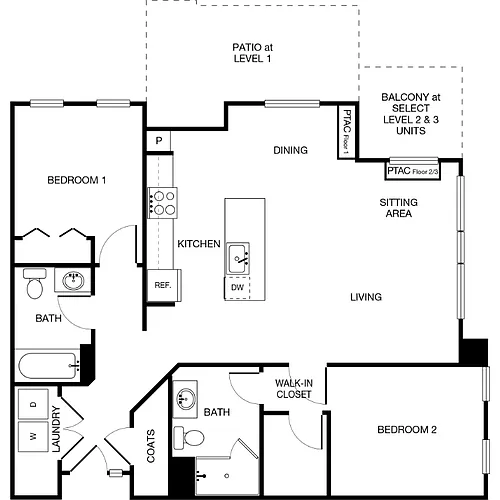 Floor plan 2 Bedrooms 2 Baths B