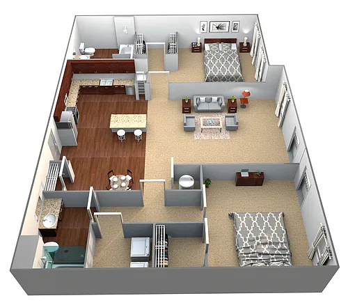 Floor plan B1_A 2 Bed/2 Bath
