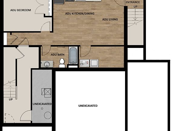 Optional Rental Suite ADU In Basement