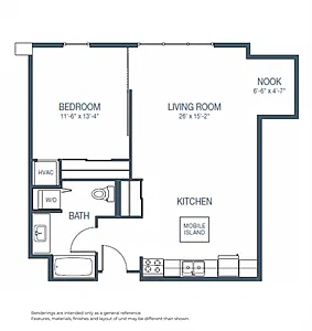 Floor plan One Bedroom F - Renovated