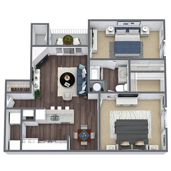 Floor plan B1: 2 Bed 1 Bath