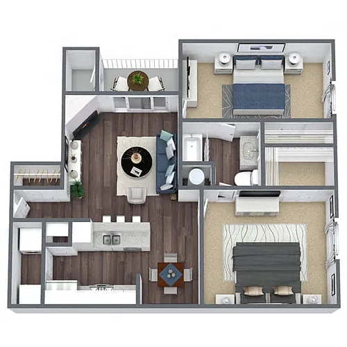 Floor plan B1: 2 Bed 1 Bath