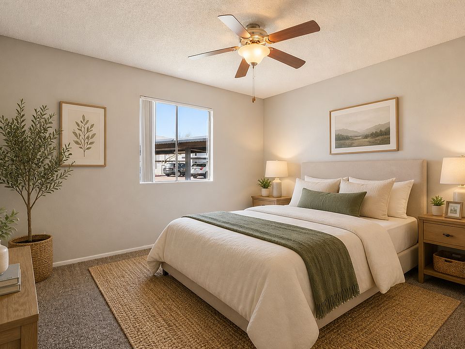 Cozy modern bedroom with warm lighting