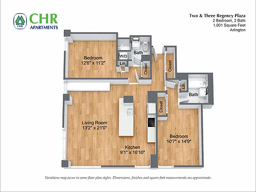 Floor plan 2 Bed/2 Bath with Dining Area