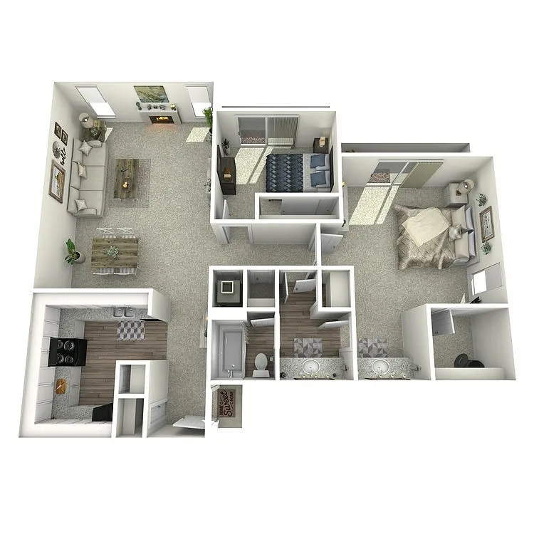 Floor plan Two Bedroom/One and One Half Bath