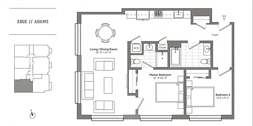 Floor plan 2 Bed/2 Bath-B1 Adams