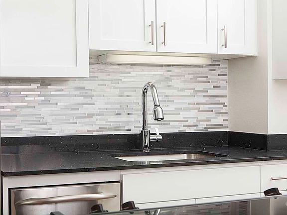 Contemporary counters, backsplash and fixtures