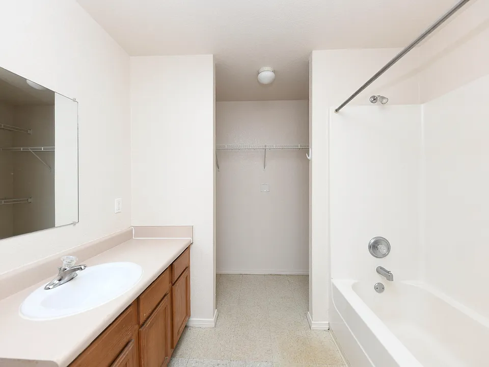 Bright bathroom with bathtub