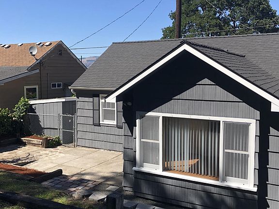 Back yard, storage shed and dog run area