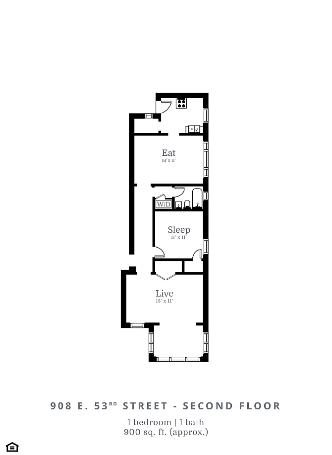 Floor plan 2 Bedroom, 1 Bathroom C1