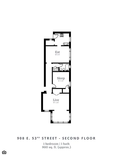 Floor plan 2 Bedroom, 1 Bathroom C1
