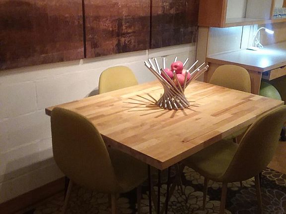 Charming dining for 4. Additional seating close by if you like family dinners!