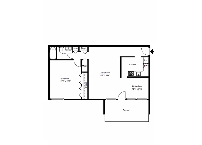 Floor plan 1 Bed - Garden