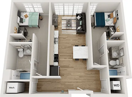 Floor plan 2BR/2BA - B4