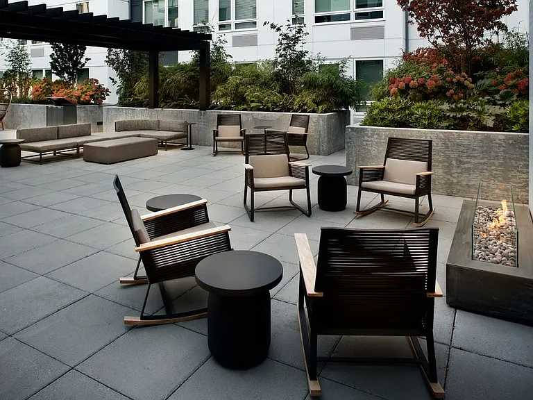 Courtyard with firepit and lounge seating