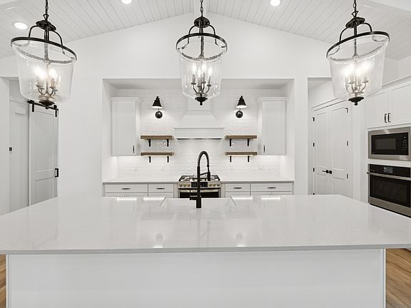 Kitchen with floating shelves