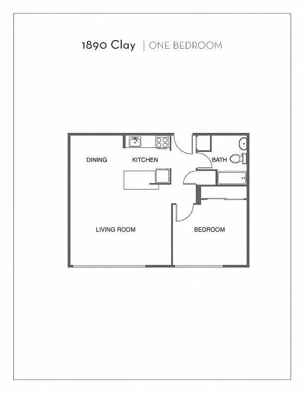 Floor plan 1 Bed, 1 Bath A
