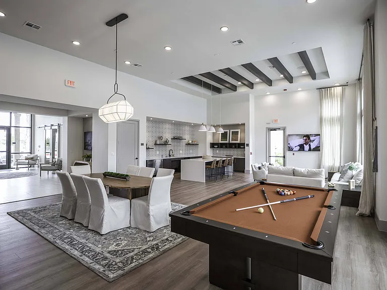 Clubhouse with pool table and seating