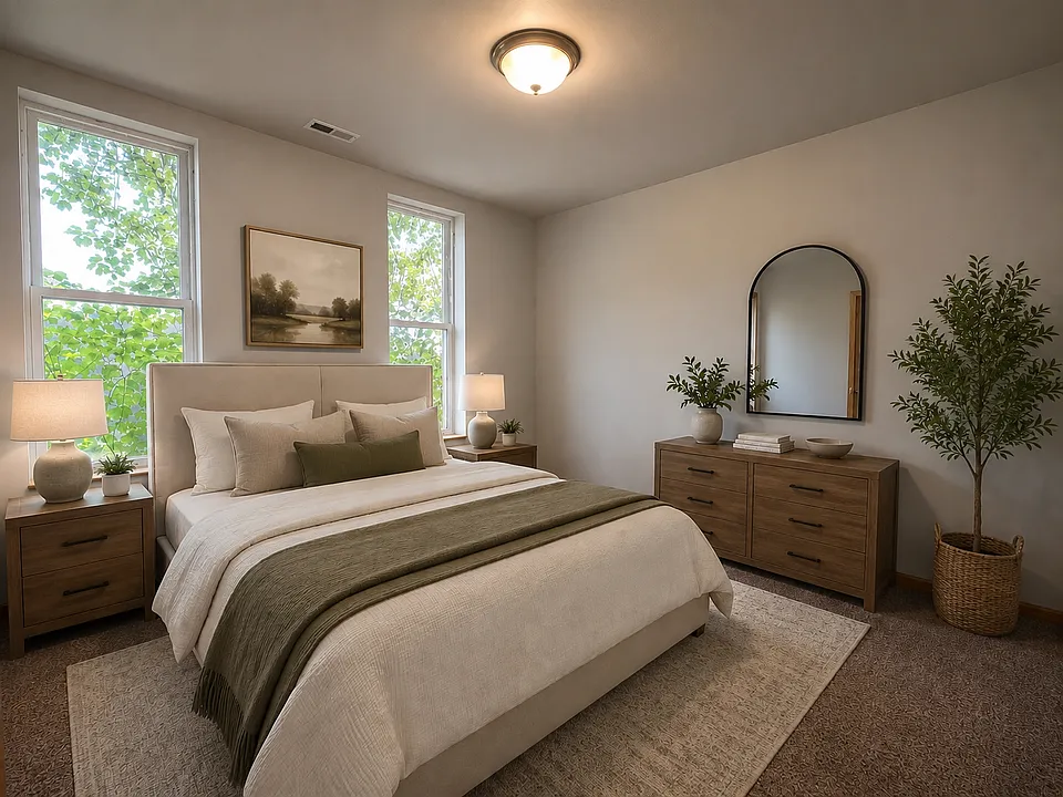 Bedroom. Virtually Staged Photo.