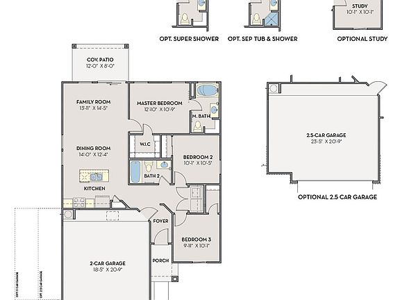 2.5 Car Garage Floor Plan Mirage Perkinsville