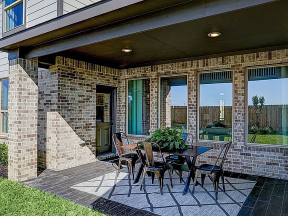 Covered patio in backyard