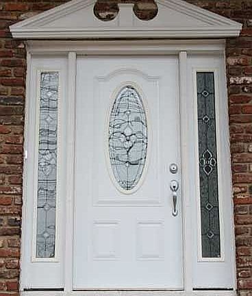 Front Door with Oval Glass Panel and Sidelights