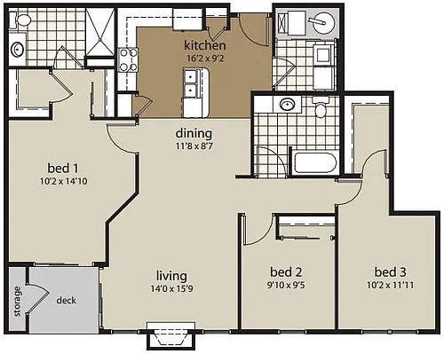 Floor plan 3C 1342 sf