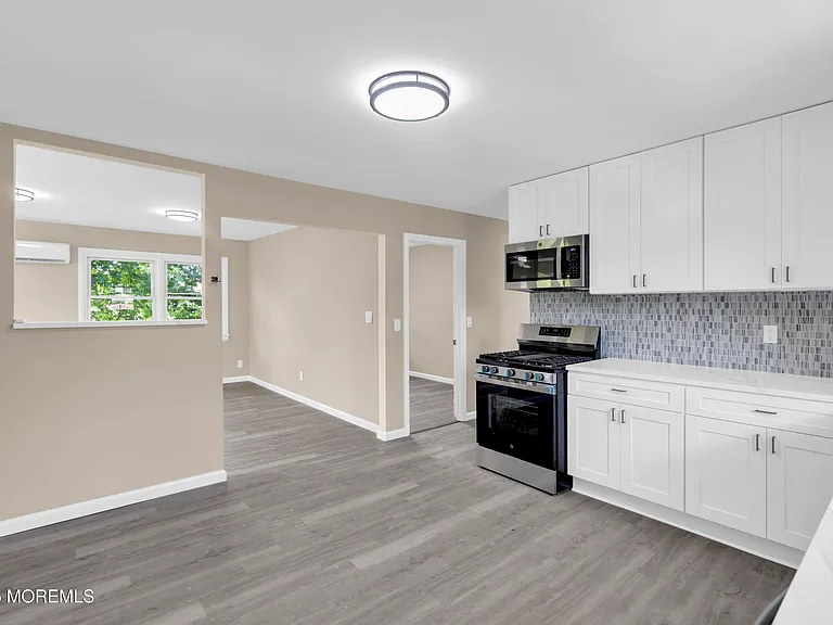 Open flow from the kitchen into the living and dining area