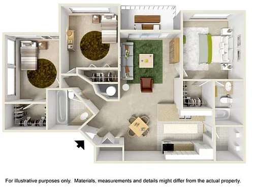 Floor plan Courtyard - Three Bedroom