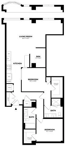 Floor plan 2 Bed/2 Bath Den-D3