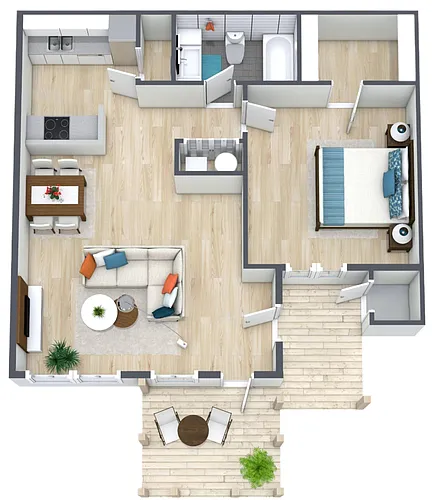 Floor plan 1BR - 1BTH Renovated
