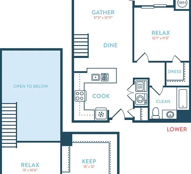 1081-1100 Waypointe A2 Loft Floorplan Diagram