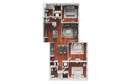 Floor plan 3BD, 2BTH C 3