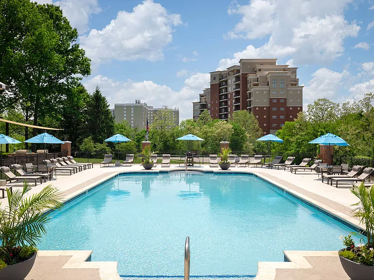 Resort-style pool with expansive sundeck