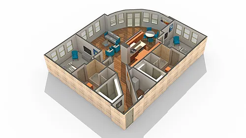 Floor plan 2 BR x 2 BA - H