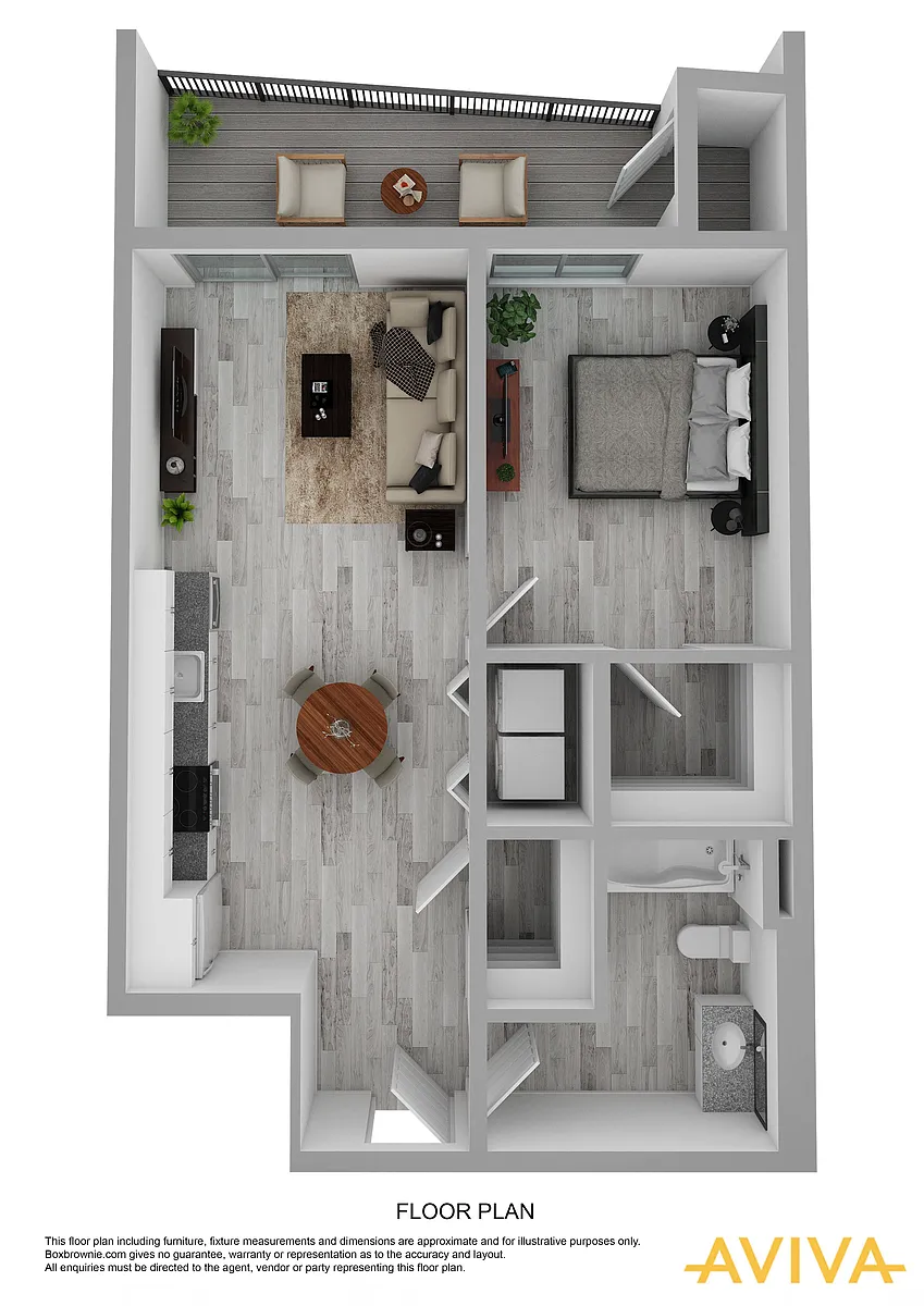 Floor plan 1 Bedroom A - Alt 1 - Balcony
