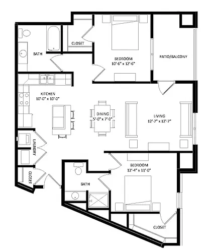 Floor plan 2 Bedroom K