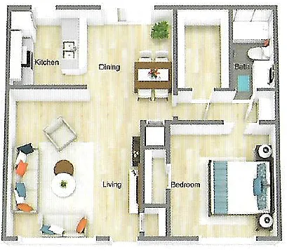 Floor plan One Bedroom One Bath