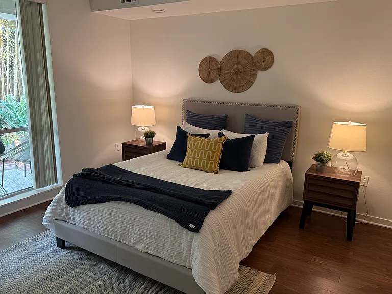 A generously sized bedroom.